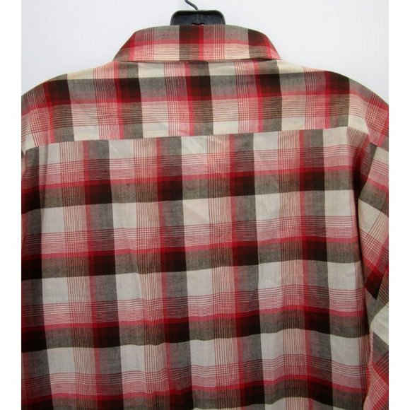 VINTAGE Campus Shirt XXL Tall Red Western Button Up Plaid Flap Pockets - Picture 8 of 11